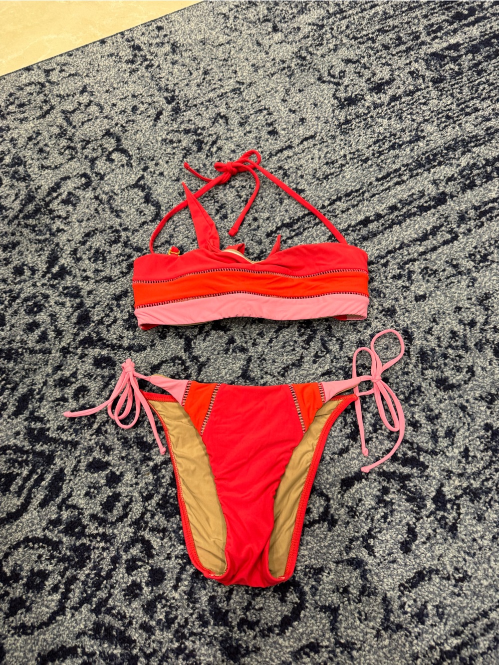 Pilyq Red and Pink Two-Piece Bikini Set